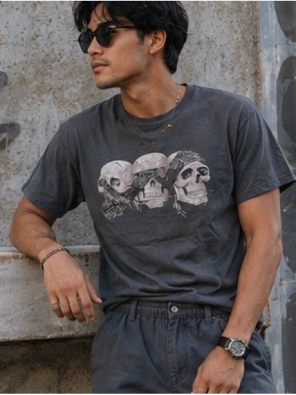 Skull Hear no, See no, Speak no… Gray Tee shirt